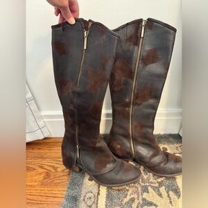 Donald J. Pliner tall dark brown boots, suede leather size 7.5